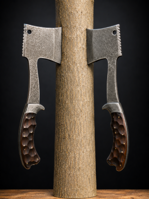Damascus steel hatchet set