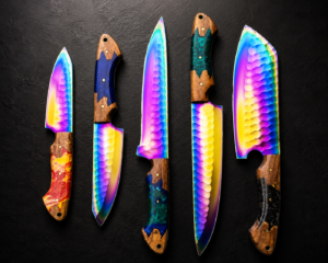 Raindow titanium chef knife set