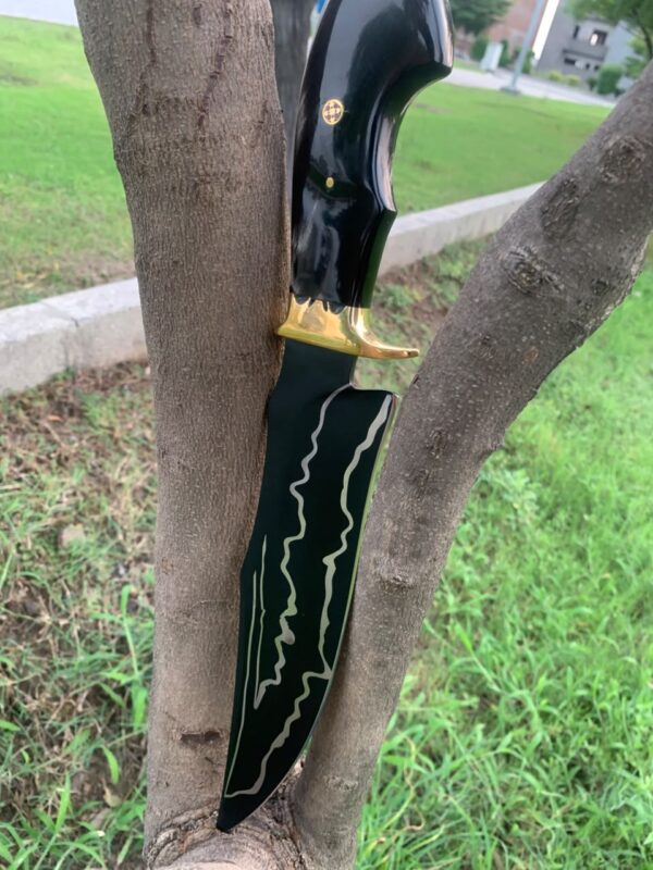 WhatsApp Image 2026-08-20 at 3.45.45 AM HUNTING KNIFE ,J2 steel blade black powder coated (laser etched) and buffalo horn handle