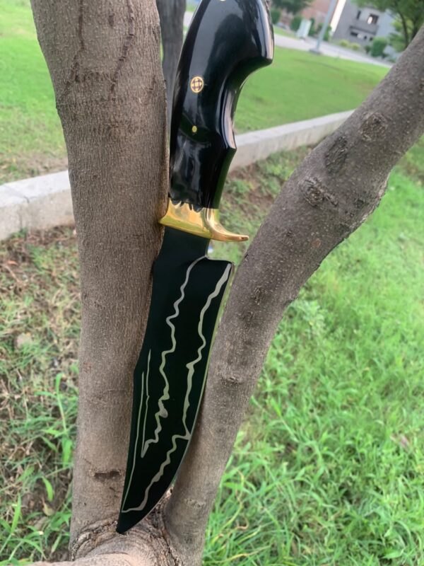 WhatsApp Image 2026-08-20 at 3.45.47 AM HUNTING KNIFE ,J2 steel blade black powder coated (laser etched) and buffalo horn handle