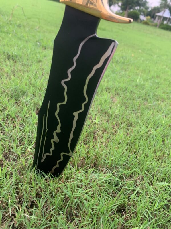 WhatsApp Image 2026-08-20 at 3.45.48 AM HUNTING KNIFE ,J2 steel blade black powder coated (laser etched) and buffalo horn handle