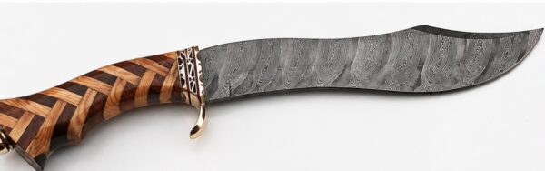 HUNTING KNIFE damascus blade rosewood an olivewood handle brass bolster with fiber spacer