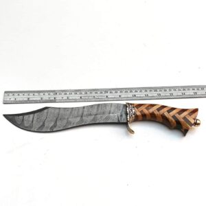 HUNTING KNIFE damascus blade rosewood an olivewood handle brass bolster with fiber spacer