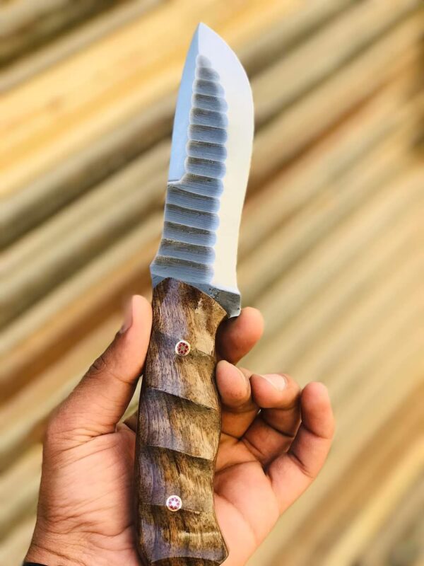 WhatsApp Image 2026-08-23 at 2.52.31 AM HUNTING KNIFE J2 steel blade (file worked) rose wood handle with mosaic pin