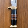HUNTING KNIFE J2 steel blade, buffalo horn handle with leather and brass spacer & bolster