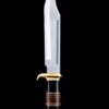 HUNTING KNIFE J2 steel blade, buffalo horn handle with leather and brass spacer & bolster